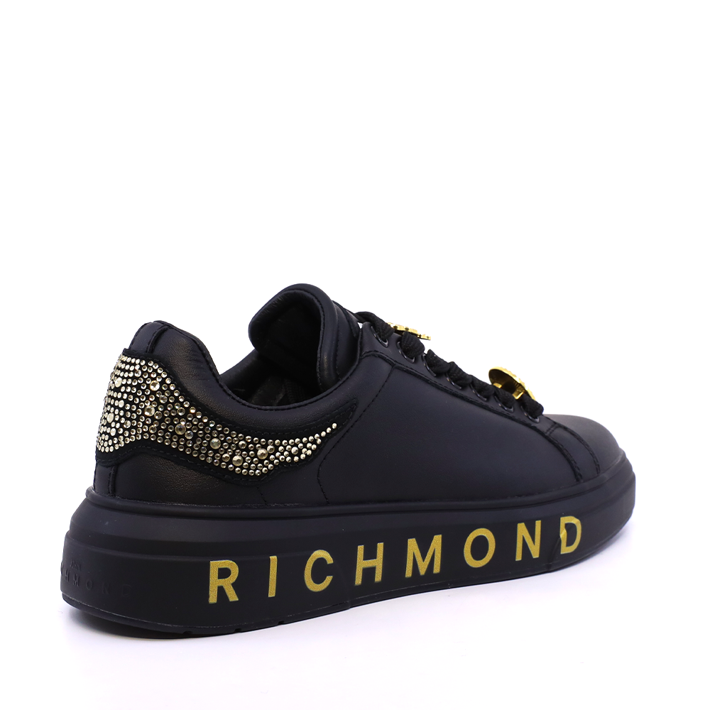 Pantofi femei JOHN RICHMOND negri din piele cu accesorii și strasuri 2260DP29007N