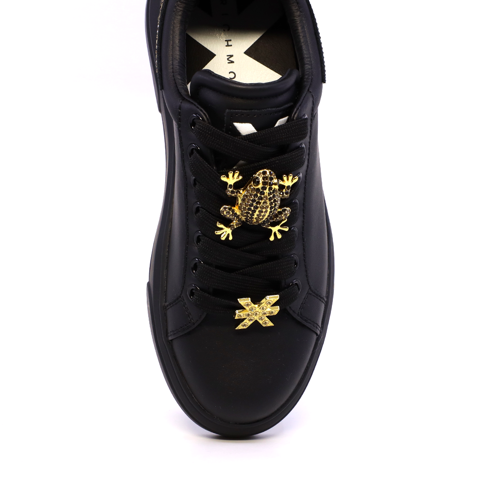 Pantofi femei JOHN RICHMOND negri din piele cu accesorii și strasuri 2260DP29007N