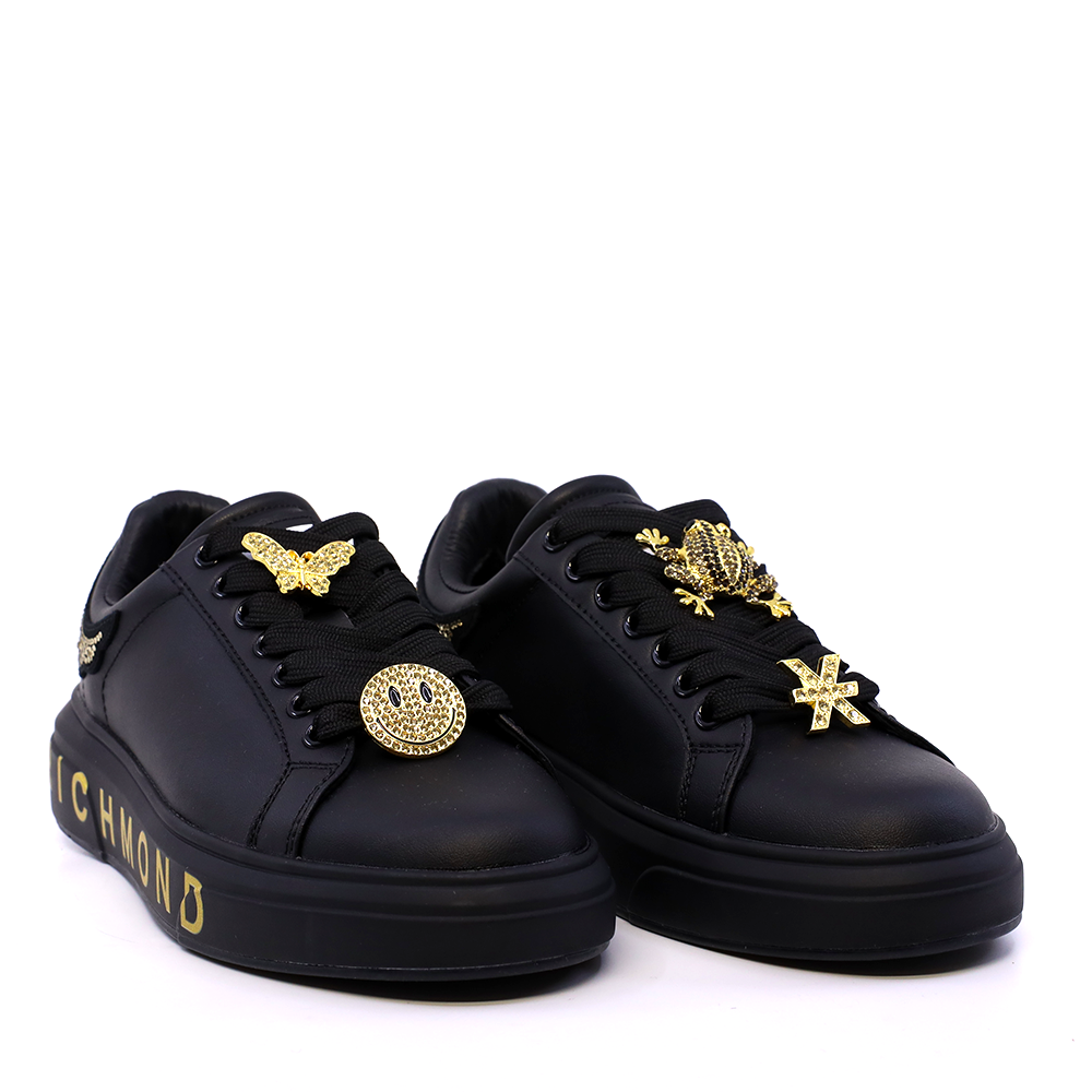 Pantofi femei JOHN RICHMOND negri din piele cu accesorii și strasuri 2260DP29007N