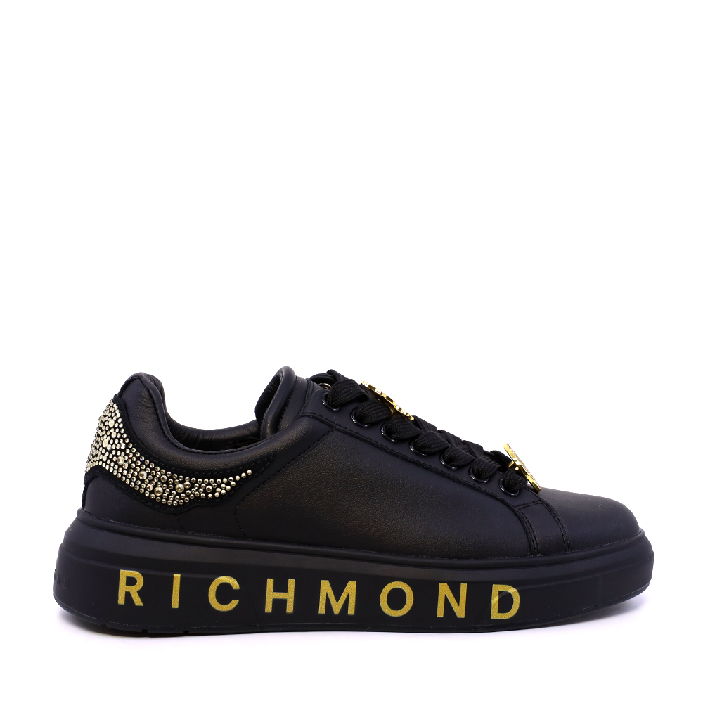 Pantofi femei JOHN RICHMOND negri din piele cu accesorii și strasuri 2260DP29007N