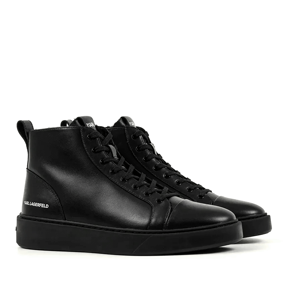 Sneakers high top bărbați Karl Lagerfeld Flint II negri din piele 2050BG53354N
