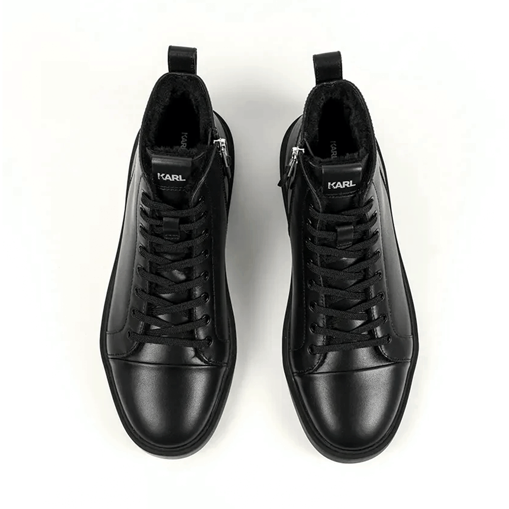 Sneakers high top bărbați Karl Lagerfeld Flint II negri din piele 2050BG53354N