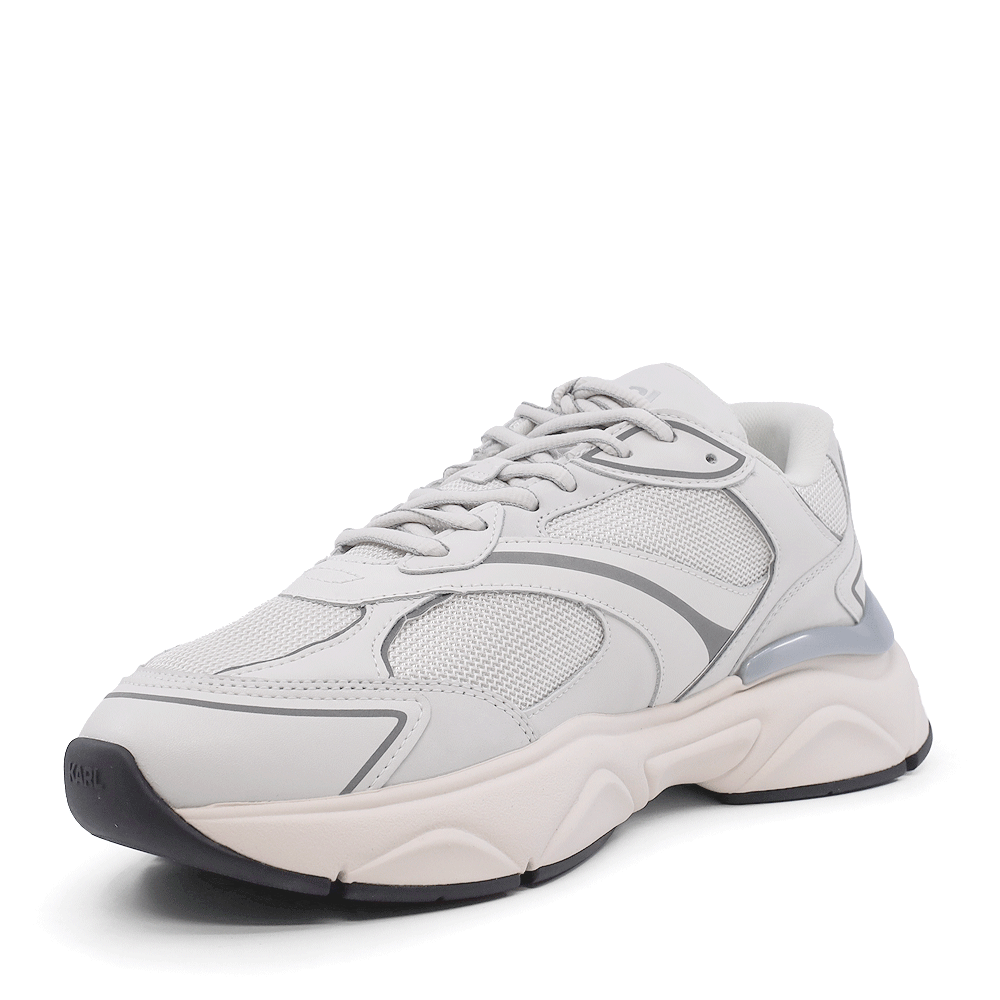Sneakers bărbați Karl Lagerfeld KOMET Mesh Mix Lo Runner albi din piele 2057BP56524A