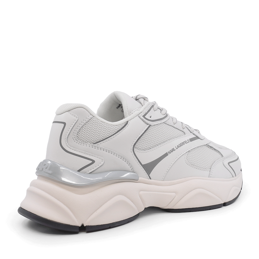 Sneakers bărbați Karl Lagerfeld KOMET Mesh Mix Lo Runner albi din piele 2057BP56524A
