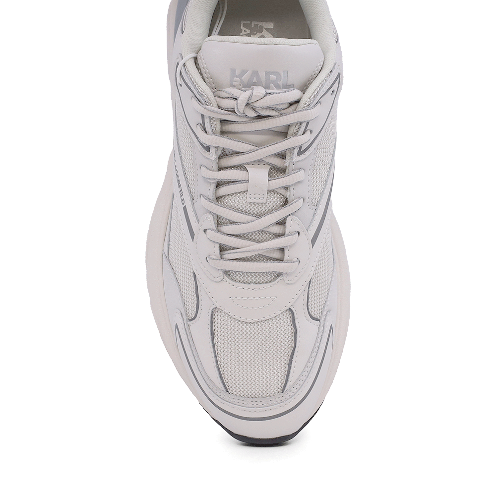 Sneakers bărbați Karl Lagerfeld KOMET Mesh Mix Lo Runner albi din piele 2057BP56524A