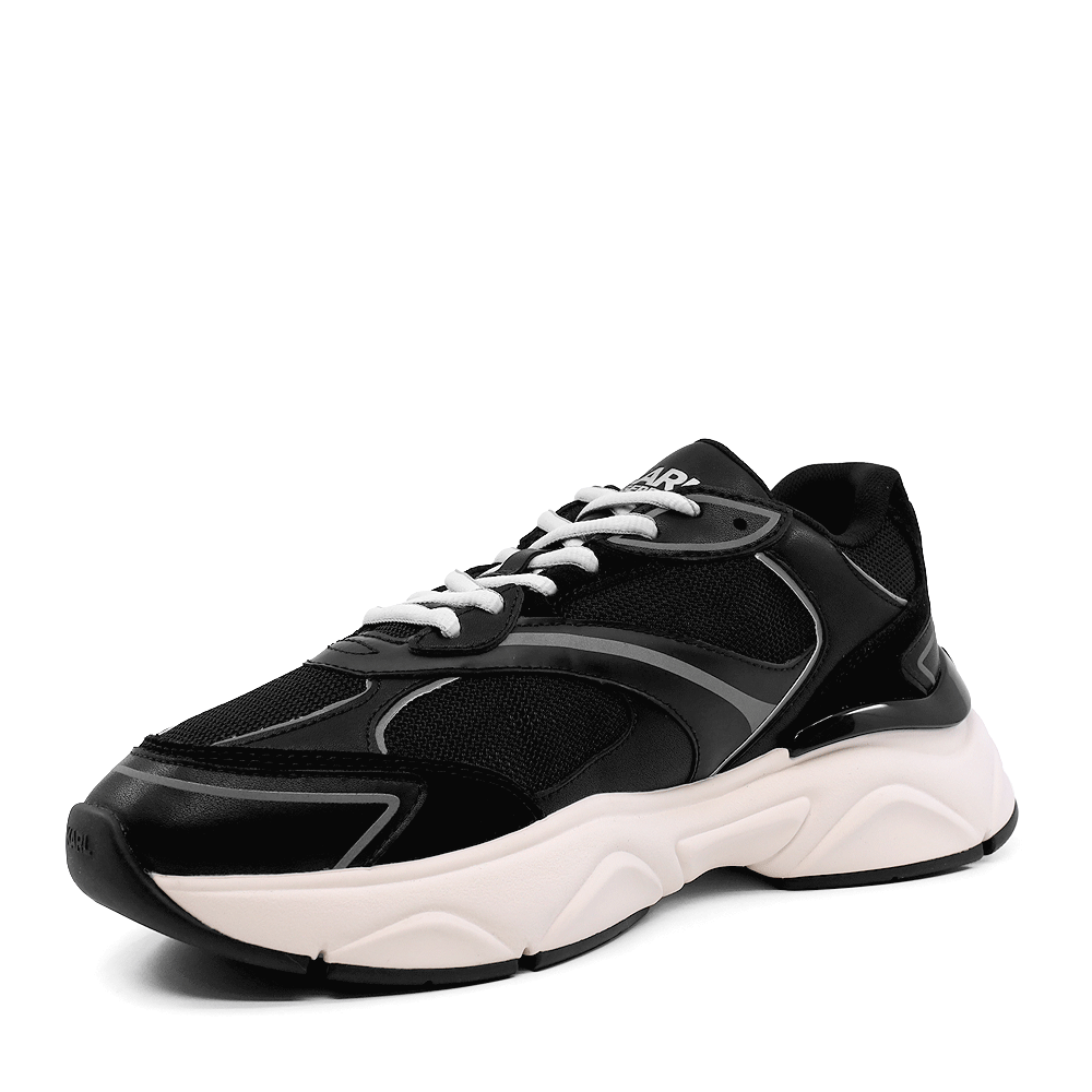 Sneakers bărbați Karl Lagerfeld KOMET Mesh Mix Lo Runner negri din piele 2057BP56524N 