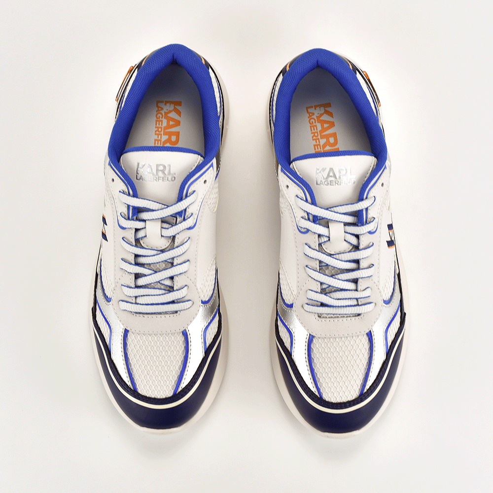 Sneakers bărbați Karl Lagerfeld Mesh Mix albi din piele și textil 2058BP53620A