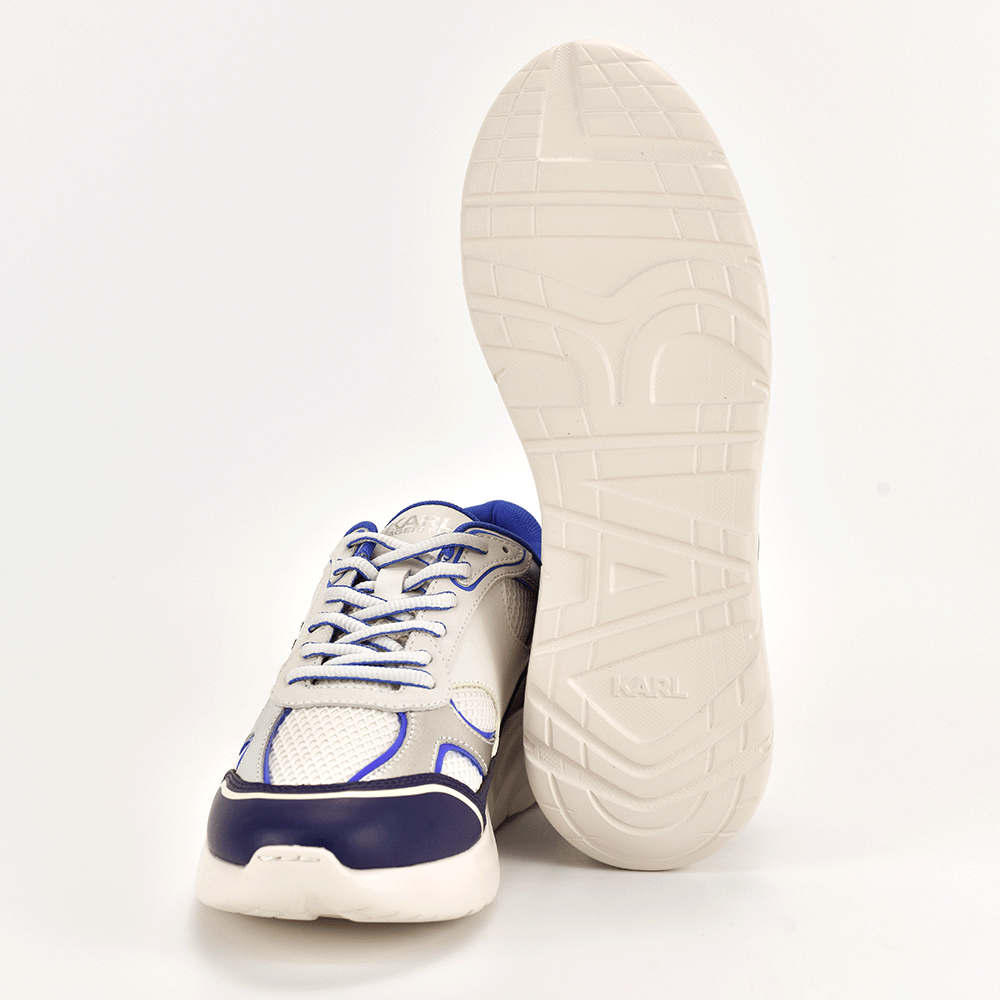 Sneakers bărbați Karl Lagerfeld Mesh Mix albi din piele și textil 2058BP53620A
