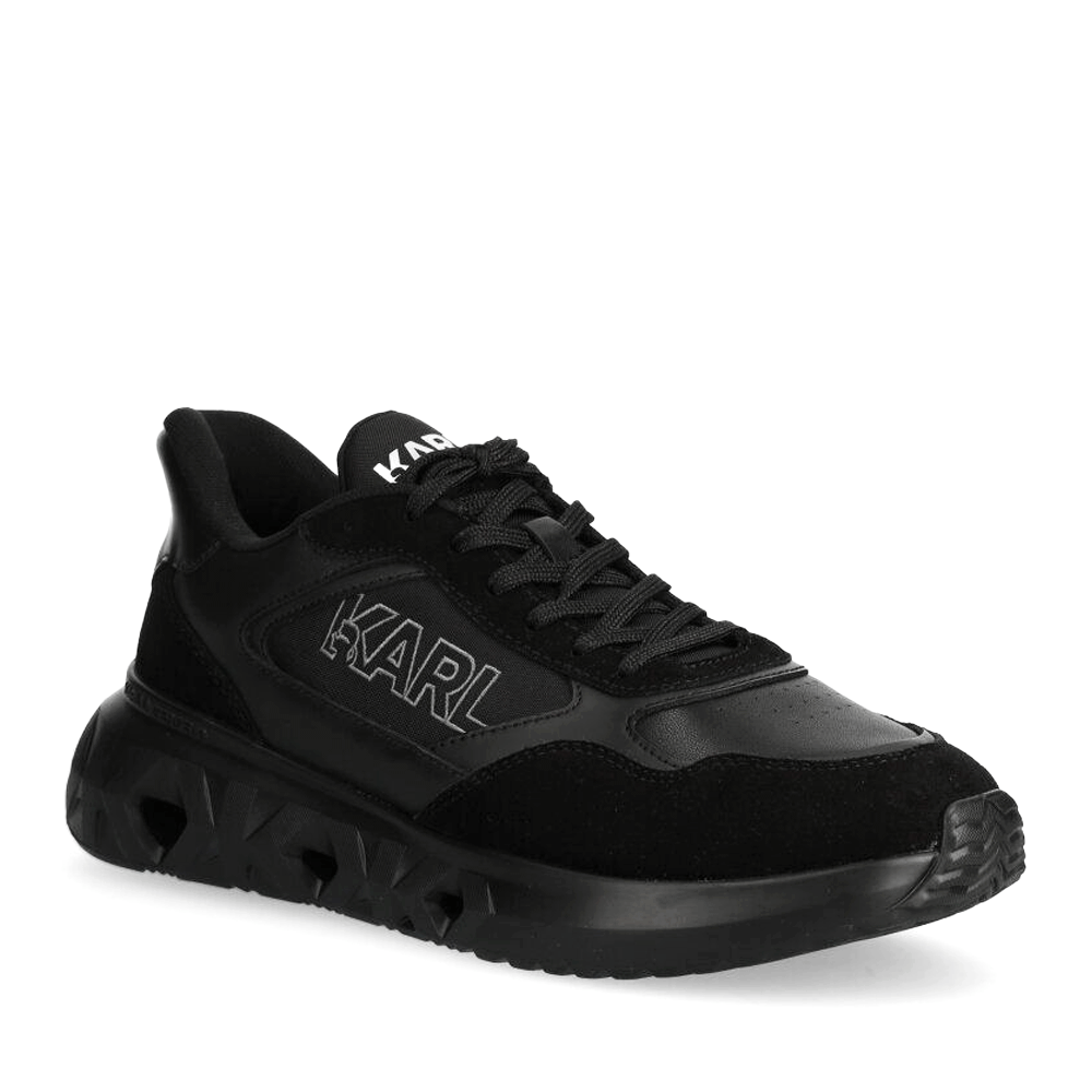 Sneakers bărbați Karl Lagerfeld Run Karl Logo Lo Lace negri din piele 2057BP54624N - 1 | YEO