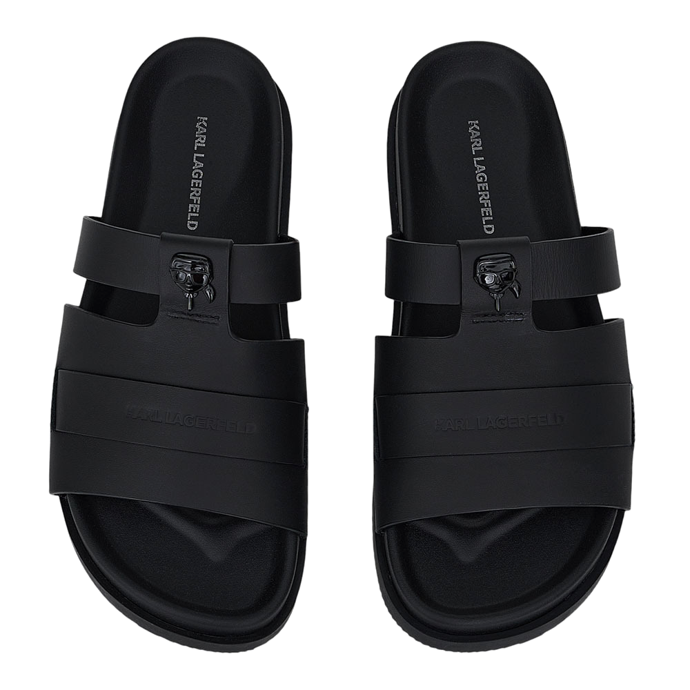 Karl Lagerfeld Kaden Multi Strap NFT black leather men's clogs 2059BST72125N