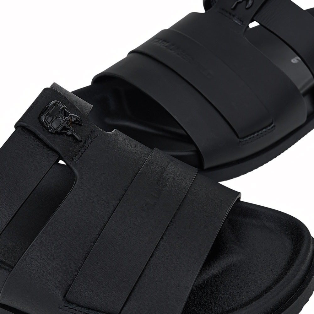 Karl Lagerfeld Kaden Multi Strap NFT black leather men's clogs 2059BST72125N