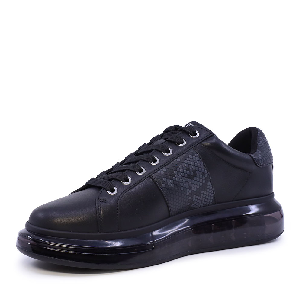 Sneakers bărbați Karl Lagerfeld KAPRI KUSHION Python Band Lo Lace negri din piele 2052BP52684N