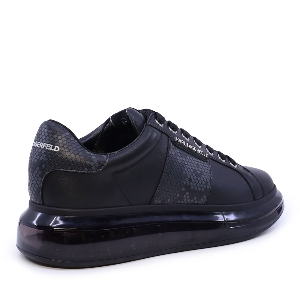 Sneakers bărbați Karl Lagerfeld KAPRI KUSHION Python Band Lo Lace negri din piele 2052BP52684N