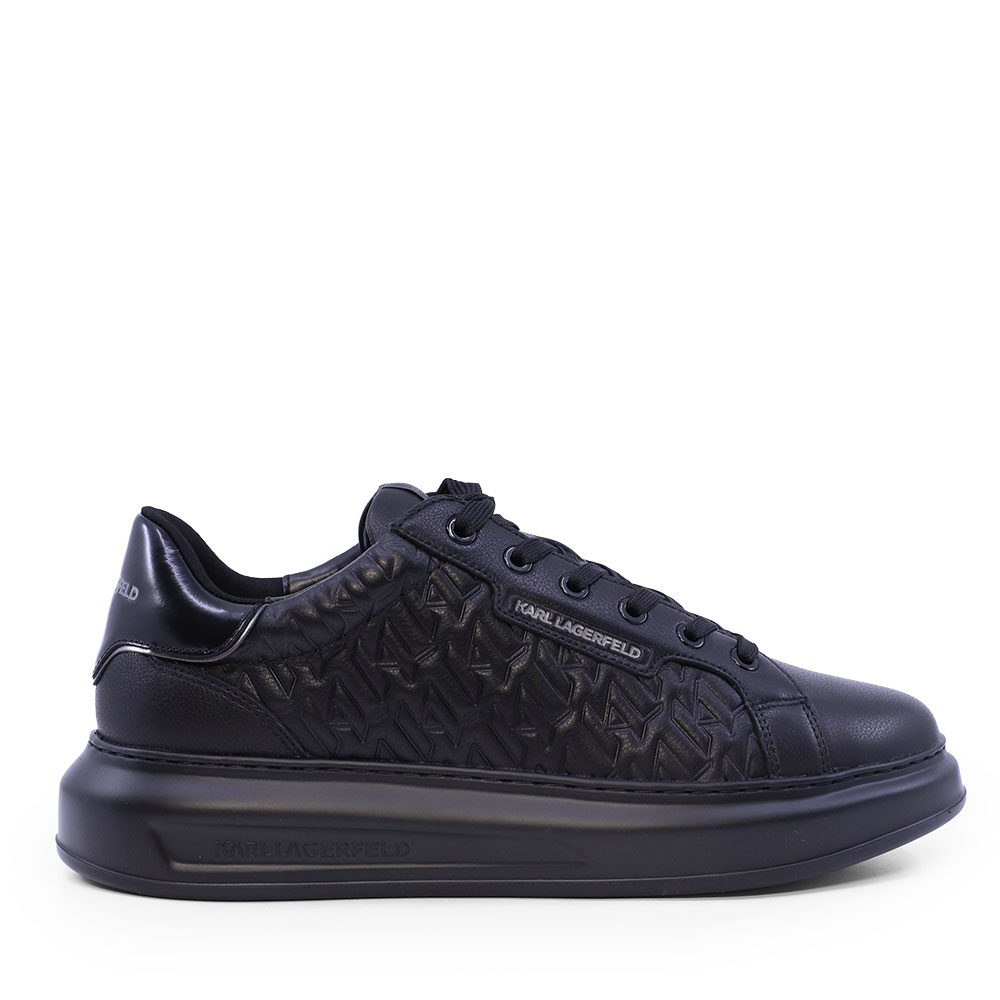 Sneakers bărbați Karl Lagerfeld Kapri Mens Monogram negri din piele 2052BP52549N
