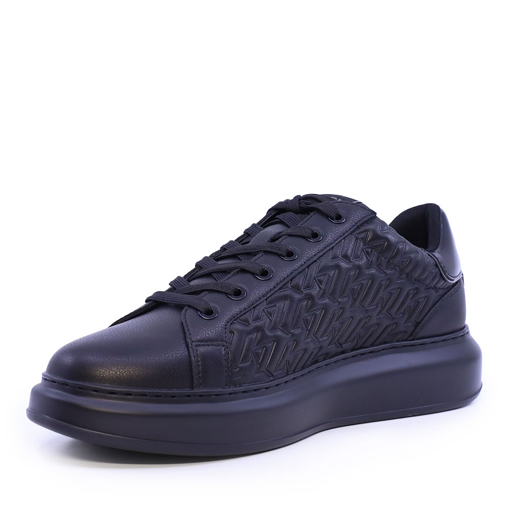 Sneakers bărbați Karl Lagerfeld Kapri Mens Monogram negri din piele 2052BP52549N