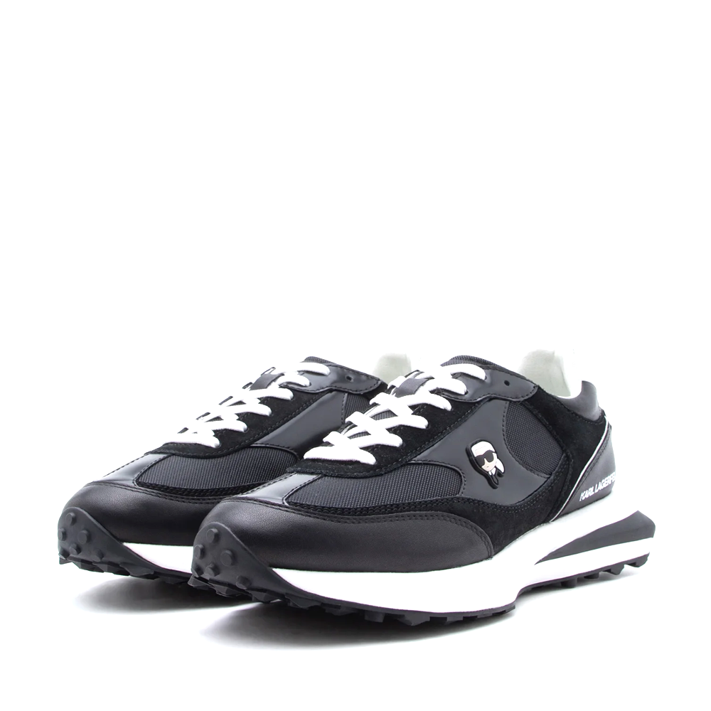 Sneakers bărbați Karl Lagerfeld Zone NFT Lo Lace Mix negri din piele 2051BP53930N