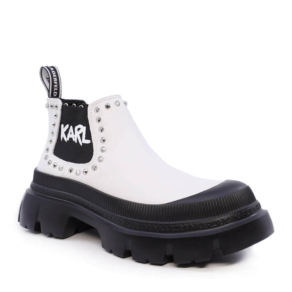 Ghete tip chelsea femei Karl Lagerfeld Trekka Max albe din piele  2056DG43531A - 1 | YEO