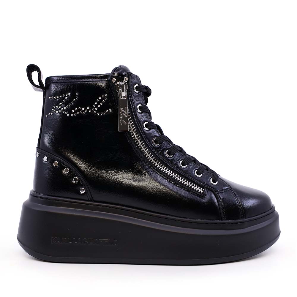 Sneakers high top femei Karl Lagerfeld Anakapri Signia negri din piele 2050DG63534N