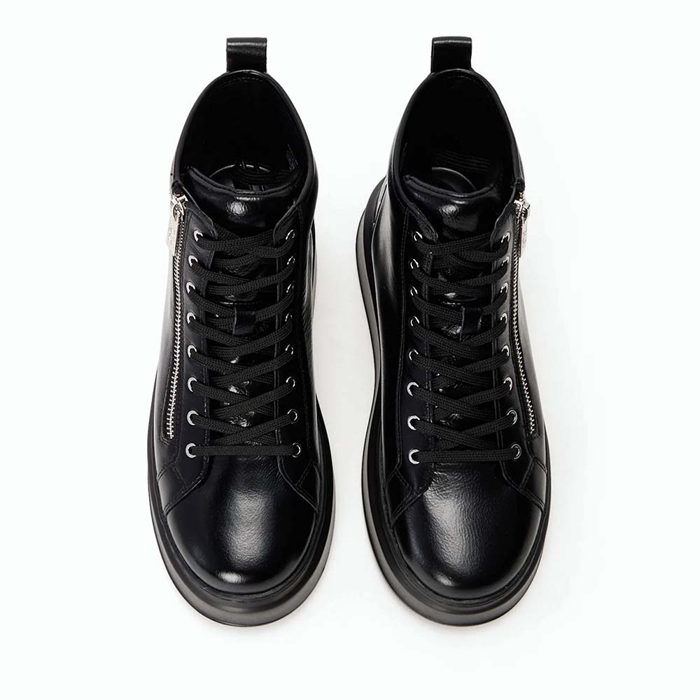 Sneakers high top femei Karl Lagerfeld Anakapri Signia negri din piele 2050DG63534N