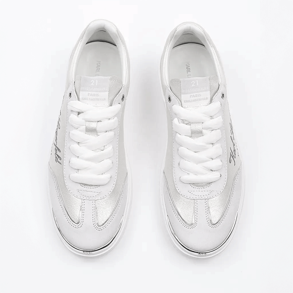 Sneakers femei Karl Lagerfeld Atlas Hotel Kapri Lo Lace albi din piele 2059DP63822A