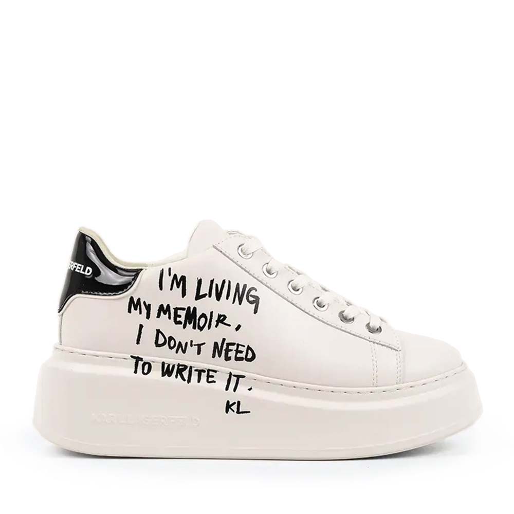 Sneakers femei Karl Lagerfeld Anakapri Graffiti albi din piele 2050DP63512A