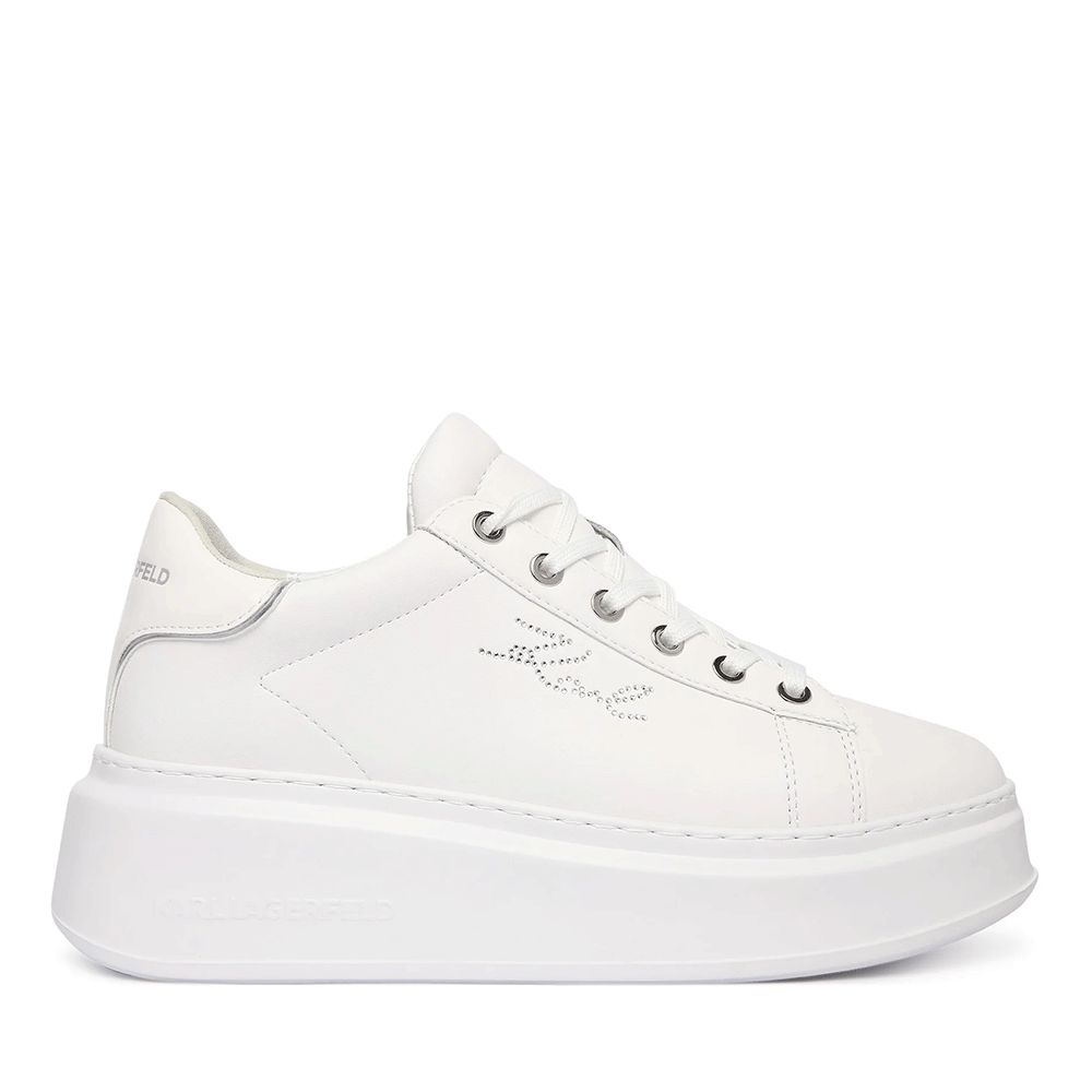 Sneakers femei Karl Lagerfeld Anakapri Rhinestrone Karl Trim albi din piele 2051DP63518A