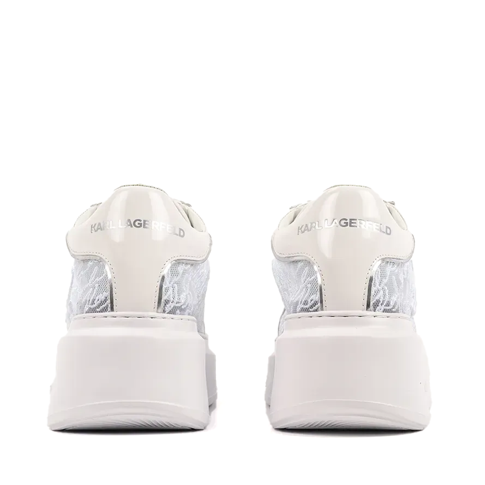 Sneakers femei Karl Lagerfeld Anakapri Script Lace Signia albi din piele și textil 2051DPF63510A