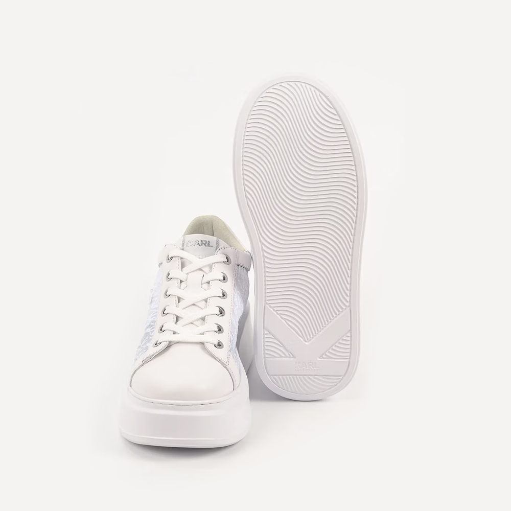Sneakers femei Karl Lagerfeld Anakapri Script Lace Signia albi din piele și textil 2051DPF63510A