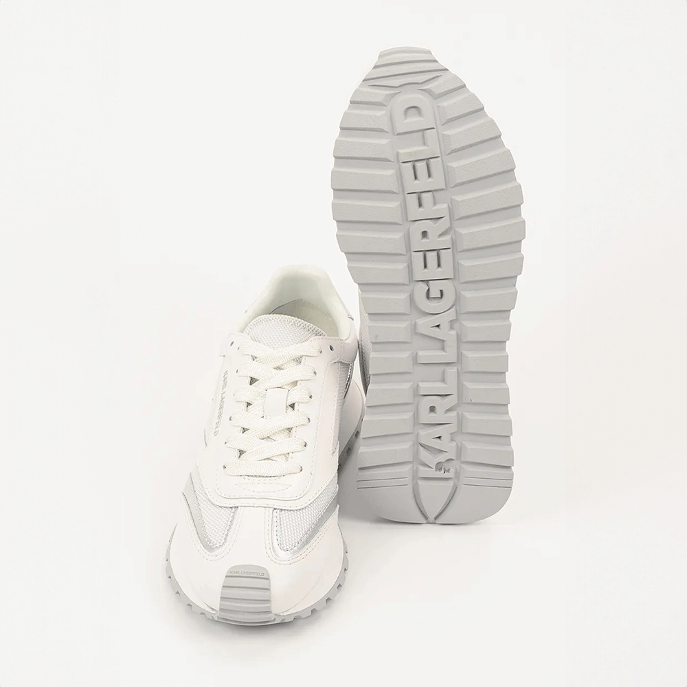 Sneakers femei Karl Lagerfeld Kairo Nft Peep albi din piele și textil 2051DP61130A