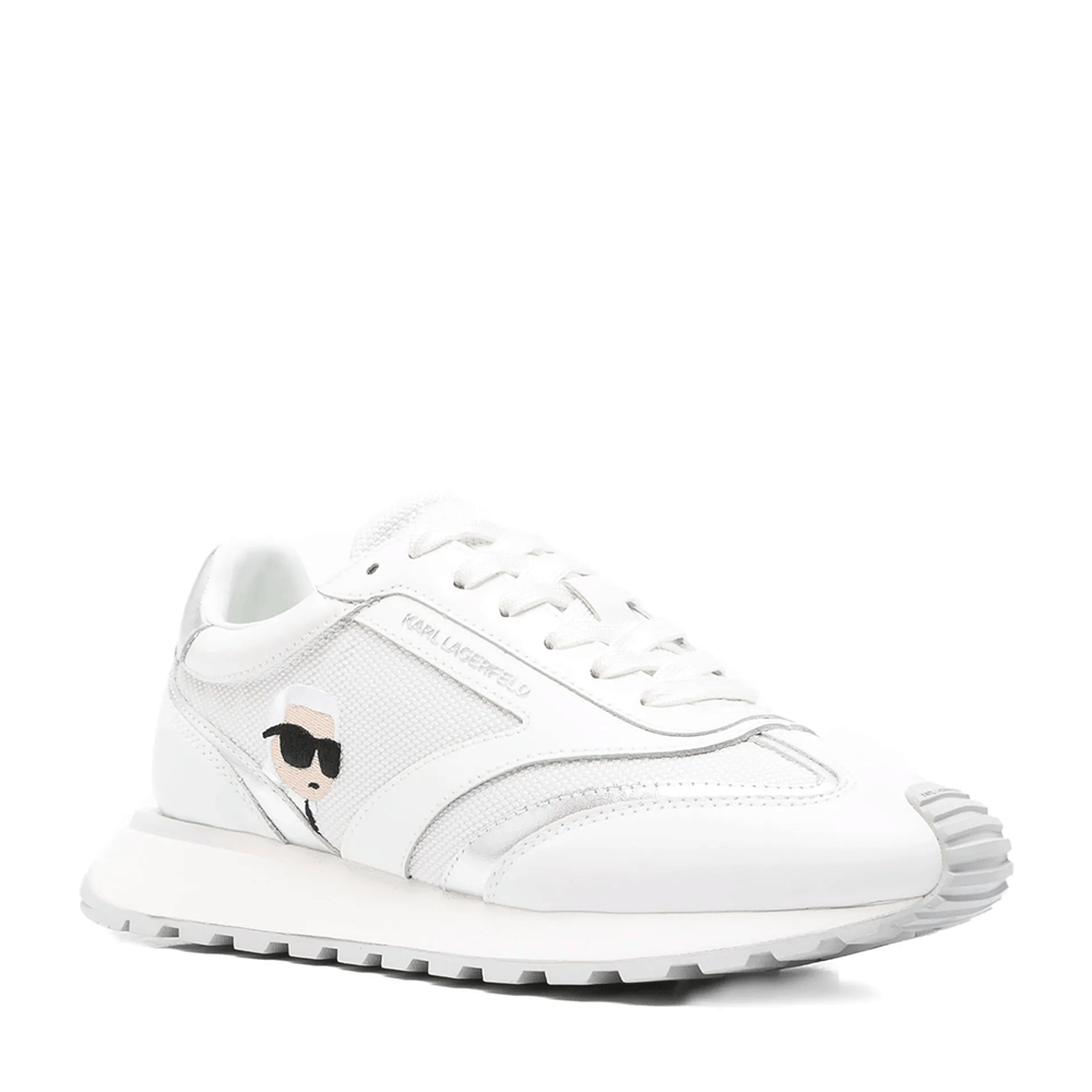Sneakers femei Karl Lagerfeld Kairo Nft Peep albi din piele și textil 2051DP61130A