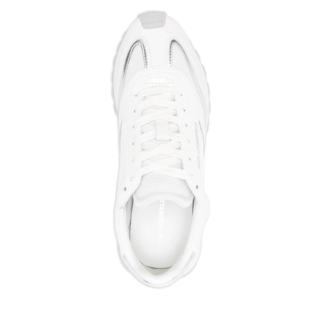 Sneakers femei Karl Lagerfeld Kairo Nft Peep albi din piele și textil 2051DP61130A