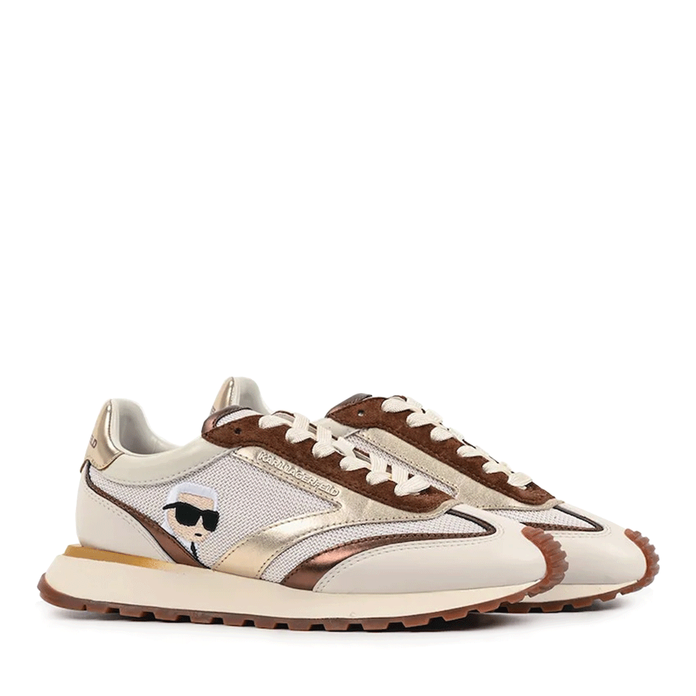 Sneakers femei Karl Lagerfeld Kairo Nft Peep bej din piele și textil 2051DP61130BE