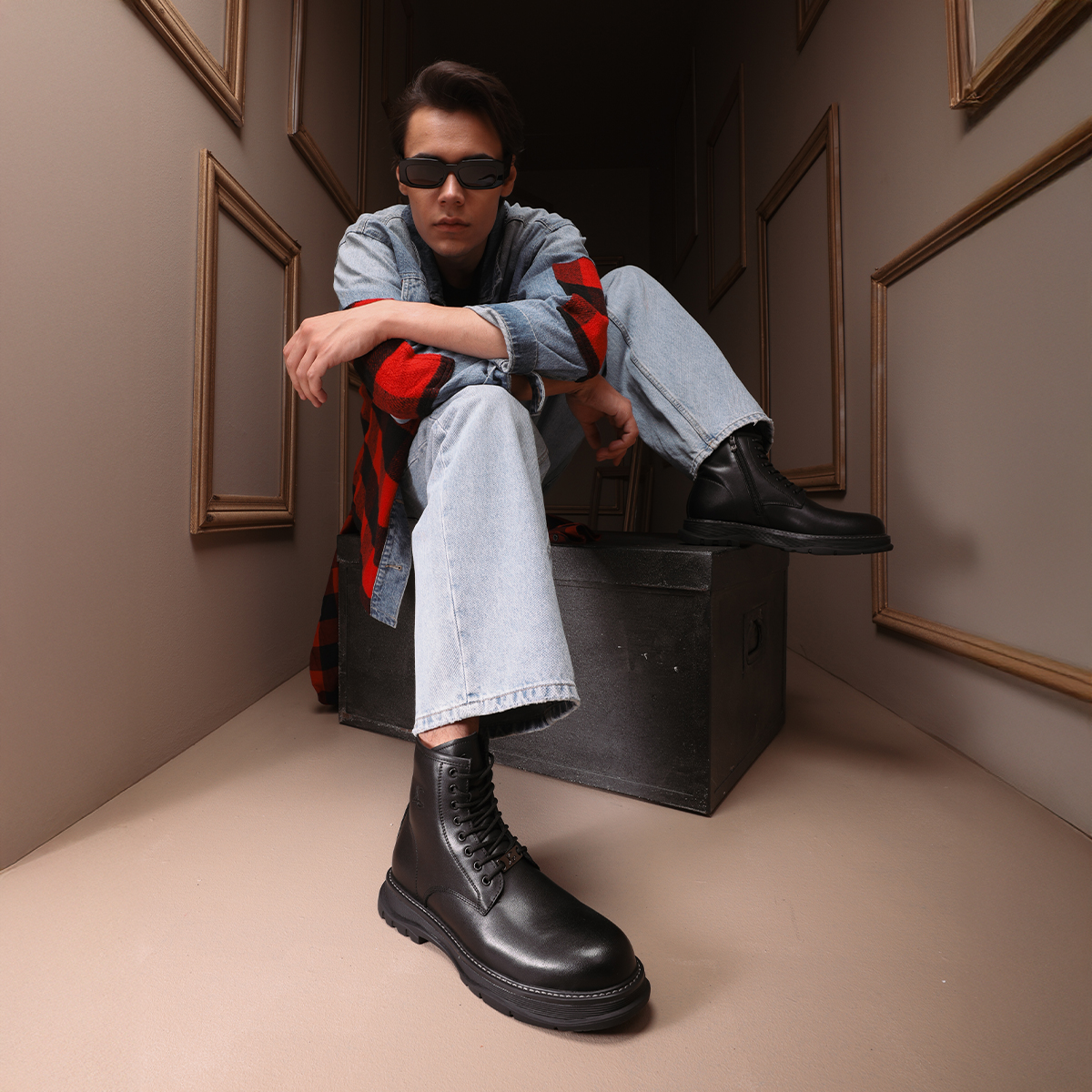 Ghete bărbați Luca di Gioia negre din piele  3910BG690N