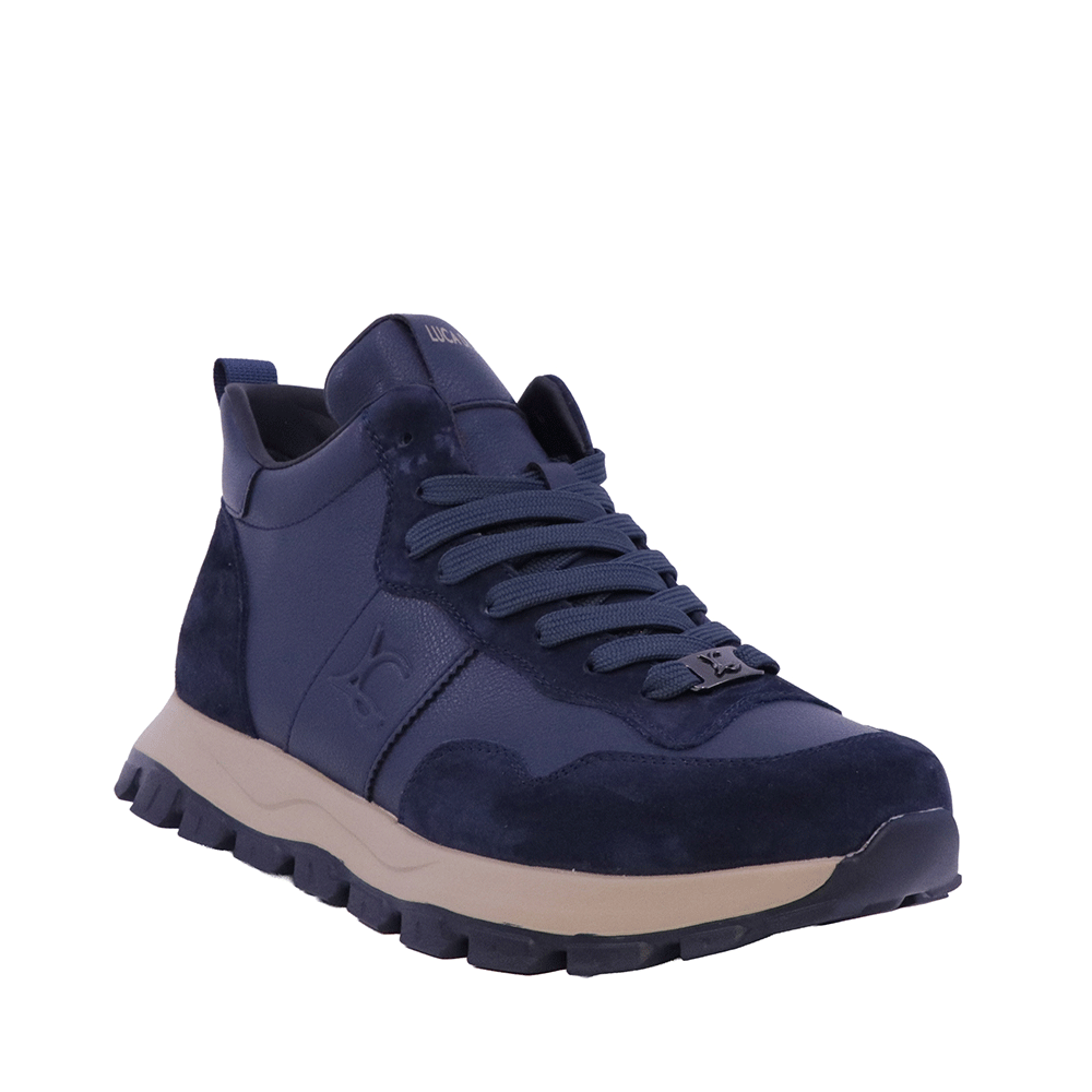 Sneakers high top bărbați Luca di Gioia bleumarin din piele 3912BG032BL