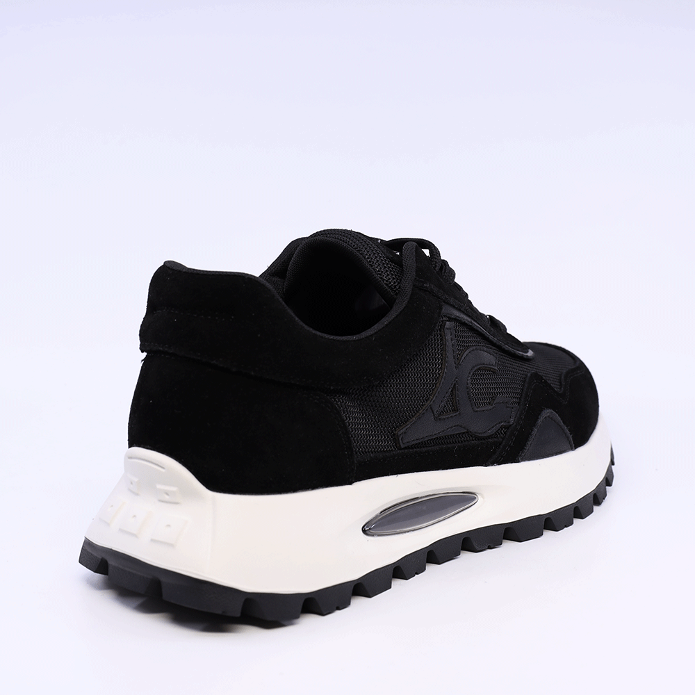 Sneakers cu logo bărbați Luca di Gioia negri din piele și textil 3919BP584VN