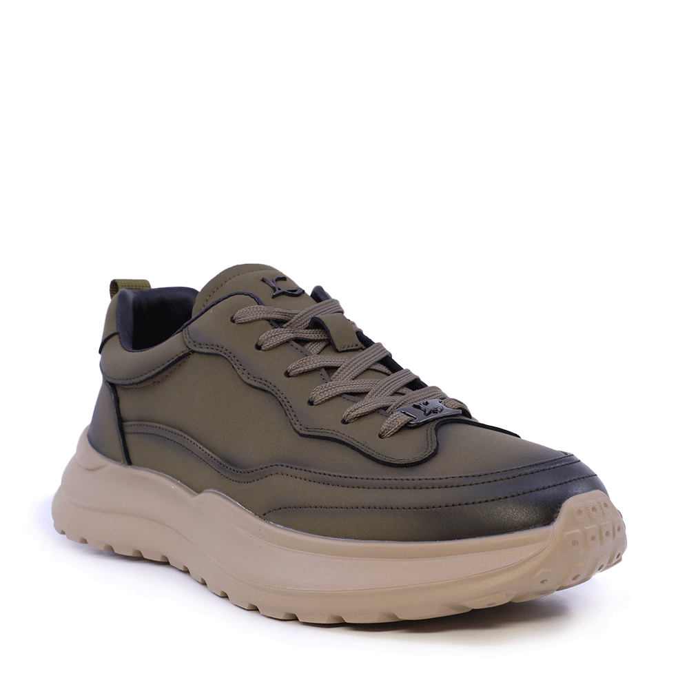 Sneakers ultra ușori bărbați Luca di Gioia verde kaki din piele 3919BP579VV