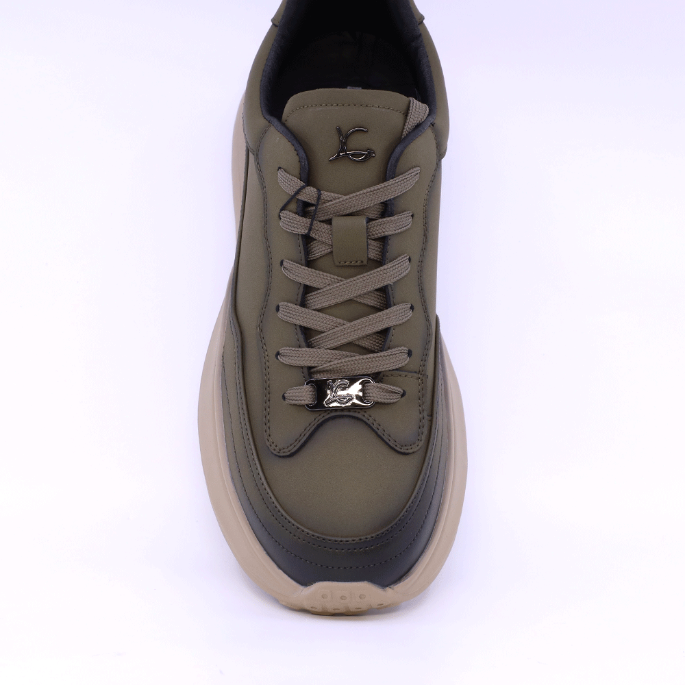 Sneakers ultra ușori bărbați Luca di Gioia verde kaki din piele 3919BP579VV