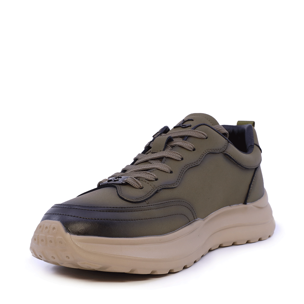 Sneakers ultra ușori bărbați Luca di Gioia verde kaki din piele 3919BP579VV