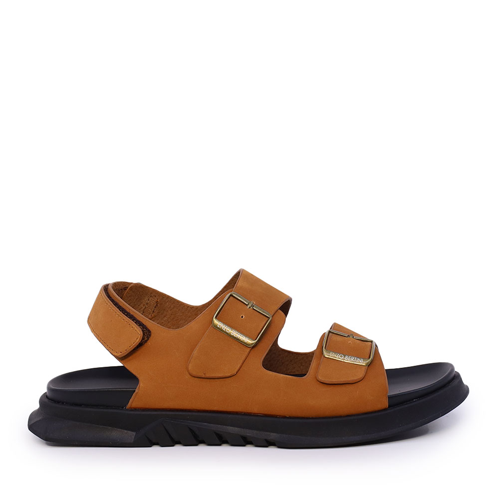 Sandale barbati Enzo Bertini maro din piele nabuk  1651BS241006M