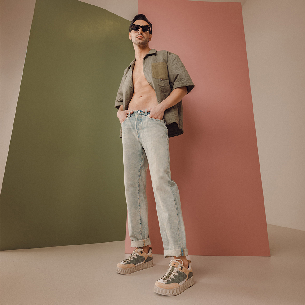 Sneakers bărbați Luca di Gioia bej multi din piele întoarsă 1321BP1210VBE — imaginea 2