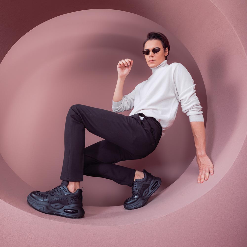 Sneakers bărbați Luca di Gioia negri din piele 3910BP257N - 1 | YEO