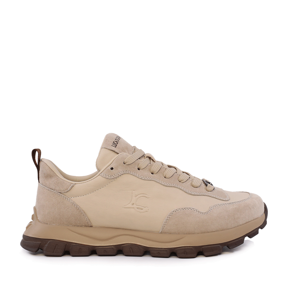 Adidasi usori barbati Luca di Gioia bej din piele si velur  3911BP031BE