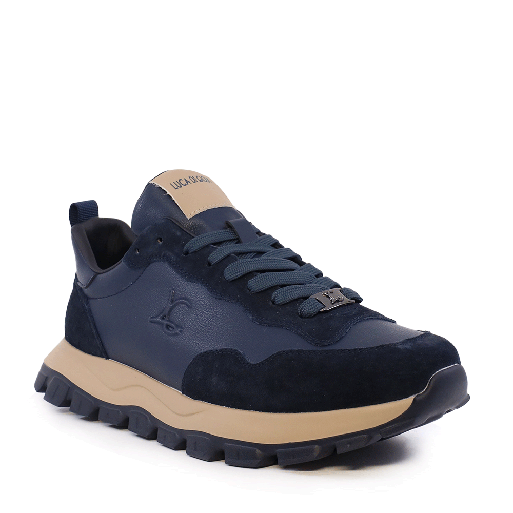 Sneakers ușori bărbați Luca di Gioia bleumarin din piele și velur  3911BP031BL - imagine 2