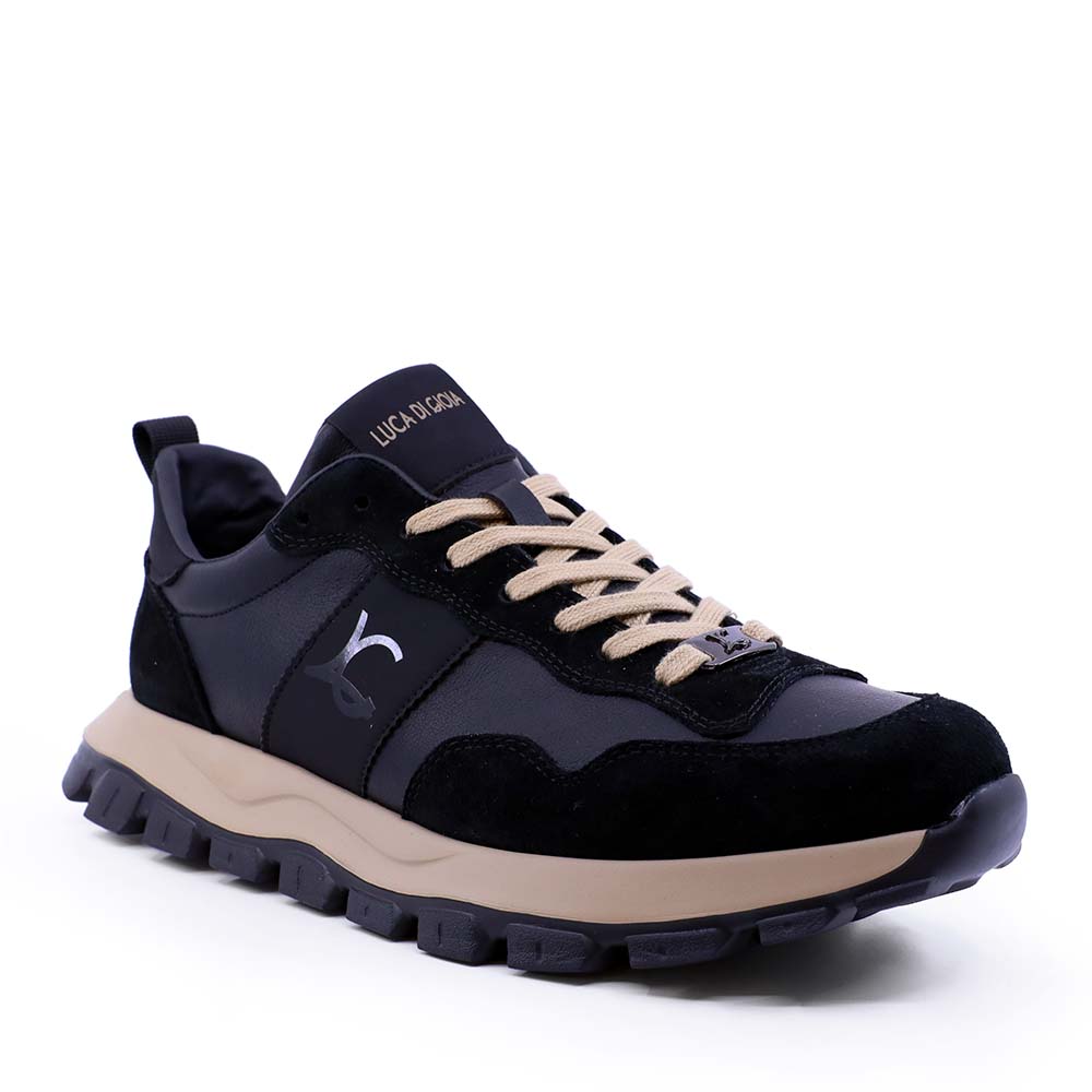 Sneakers ușori bărbați Luca di Gioia negri din piele 3910BP031NN - 1 | YEO