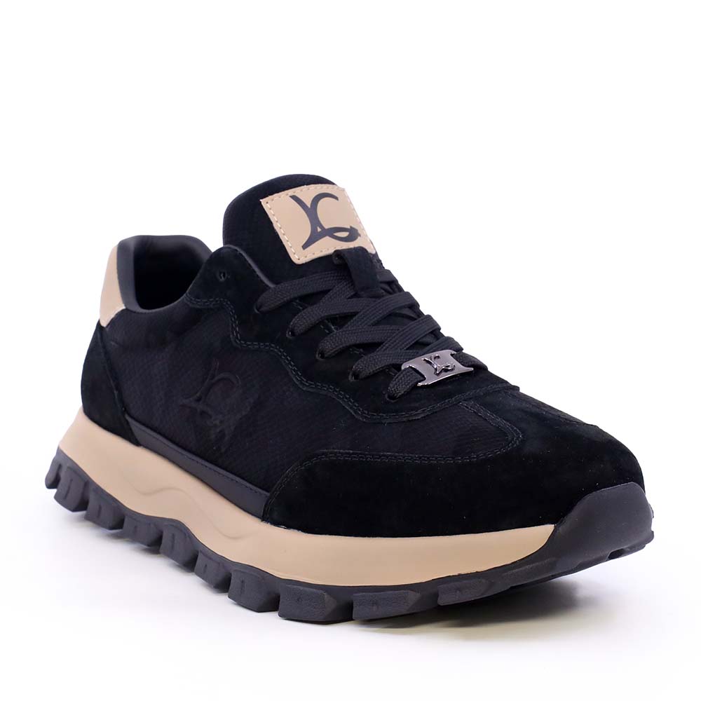 Sneakers ușori bărbați Luca di Gioia  negri din piele și velur  3911BP0066N