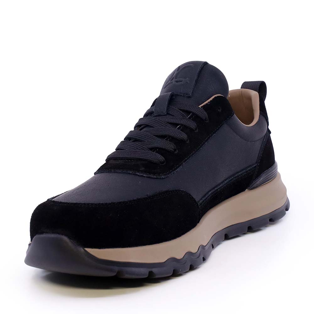 Sneakers ușori bărbați Luca di Gioia  negri din piele și velur  3912bp086n