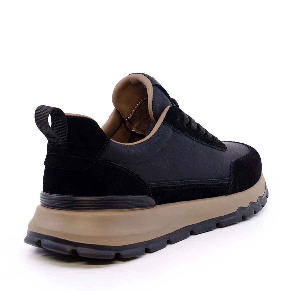 Sneakers ușori bărbați Luca di Gioia  negri din piele și velur  3912bp086n
