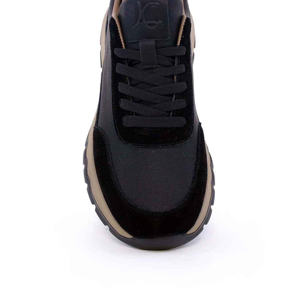 Sneakers ușori bărbați Luca di Gioia  negri din piele și velur  3912bp086n