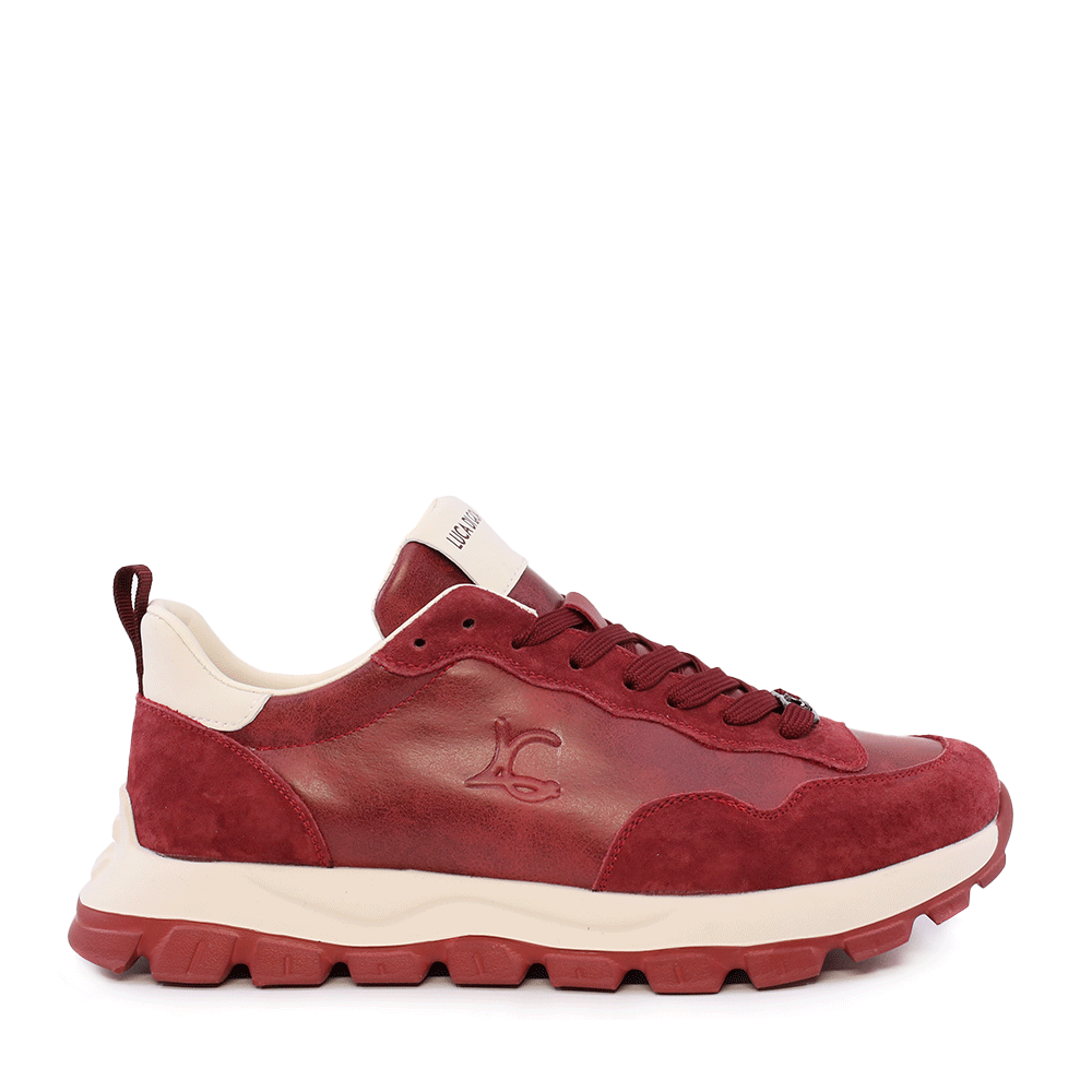 Adidasi usori barbati Luca di Gioia  rosii din piele si velur  3911BP031R