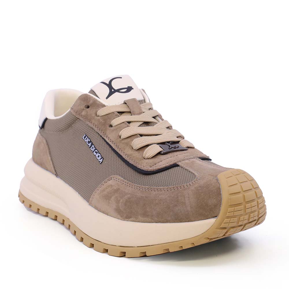 Sneakers ușori bărbați Luca di Gioia  taupe din velur și material textil  3911BP068TA